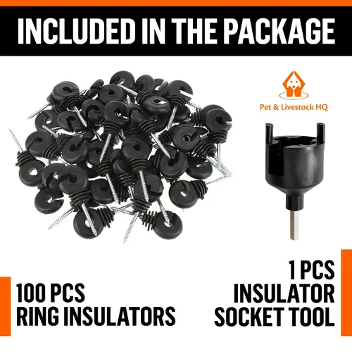 Vista 7 de Aisladores eléctricos para cercas atornilladas postes de madera, adecuados para cable eléctrico de cinta Polytape Polywire