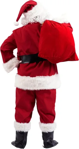 Vista 3 de Disfraz de Papá Noel para hombres, traje de Papá Noel, para adultos, 11 piezas para hombre, juego de trajes de Navidad profesionales de lujo