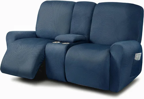 Vista 15 de ULTICOR Fundas para sofá reclinable de 8 piezas, fundas elásticas con hilo teñido para sofá reclinable de 3 cojines, gruesas, suaves y lavables Gris