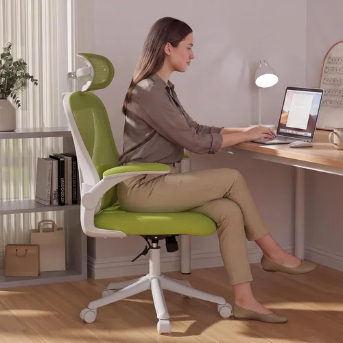 Vista 3 de SeekFancy Silla de oficina ergonómica con espuma viscoelástica, silla de Verde