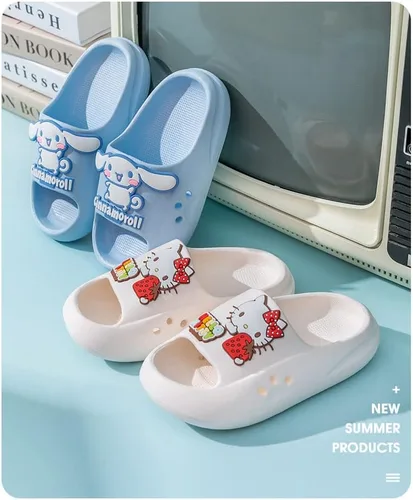 Vista 3 de Ewugspja Lindas pantuflas de dibujos animados, sandalias para niños pequeños, para interiores y exteriores, suaves, antideslizantes, zapatos