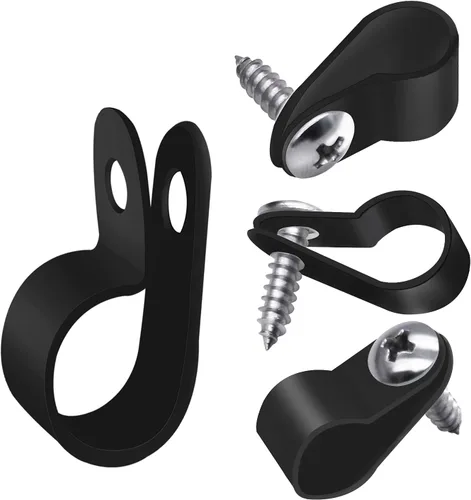 Vista 14 de mankk 50 clips de luz de cuerda de 1/2 pulgada, clips de montaje estilo P, abrazaderas de cable de plástico con cabeza plana de acero inoxidable