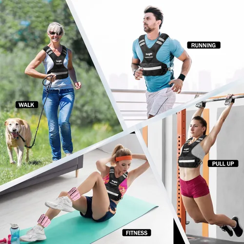 Vista 6 de Yes4All - Chaleco con peso ajustable de 11 a 32 libras con tira reflectante, chaleco de peso grande para entrenamiento de fuerza para hombres