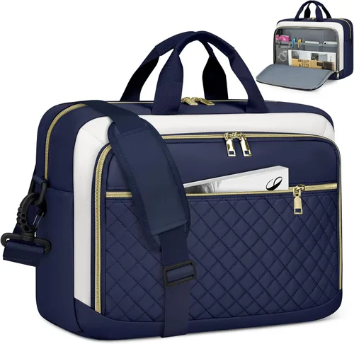 Vista 14 de NEWHEY Bolsa para laptop de 17.3 pulgadas, maletín para computadora portátil para mujeres y hombres, bolsa de hombro impermeable, bolsa de mensajero