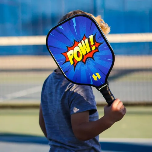 Vista 6 de Helium Paleta de pickleball para niños, (2 unidades, POW! y Girl Power), tamaño infantil, núcleo de panal ligero, cara de golpe de grafito, agarre