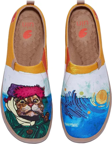 Vista 97 de UIN Zapatos de viaje para caminar para hombre, sin cordones, de lona, informales, ligeros, cómodos y modernos, diseño de perritos felices Ahhhhh