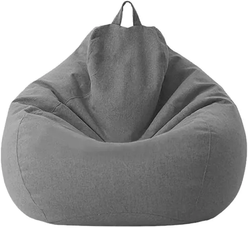 Vista 13 de SXBCyan Funda para puf, funda grande de lino y algodón, fundas para sofá, sillas, puff relax (color beige, blanco, funda, tamaño: M - 27.6 in)