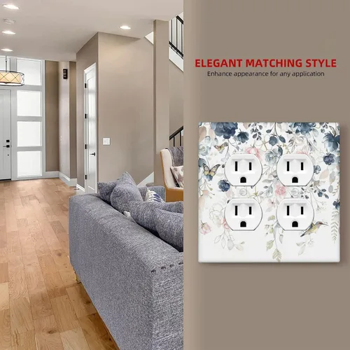 Vista 132 de Decorative Outlet Covers Blue Background White Cat Daisy Floral 2-Gang 1-Gang Wall Plate Single Toggle/Rocker Farmhouse Style Light Switch Covers