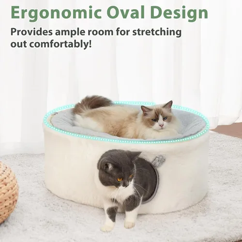 Vista 2 de Sunhoo Camas elevadas para gatos de interior, casa cerrada, hamaca elevada para gatitos, grande con funda lavable, cabaña para mascotas, cachorro