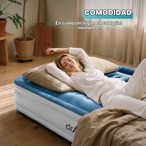 Vista 6 de Dr. air Colchón de aire individual con bomba incorporada, colchón inflable elevado de 18 pulgadas, cama de aire de panal máximo de 500 libras