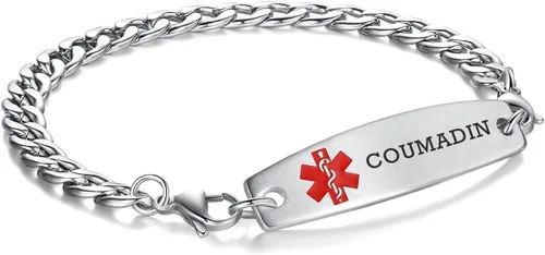 Vista 169 de Brazaletes de alerta médica ajustables de 7.5" a 9" para mujer/hombre, de acero inoxidable, intercambiables Cadena de bloque