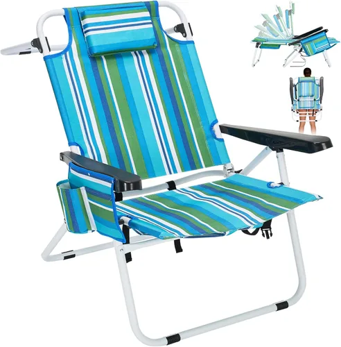 Vista 9 de ABORON Silla de bronceado ajustable de 5 posiciones con orificio para la cara, salón de playa plegable portátil para tomar el sol, tumbona