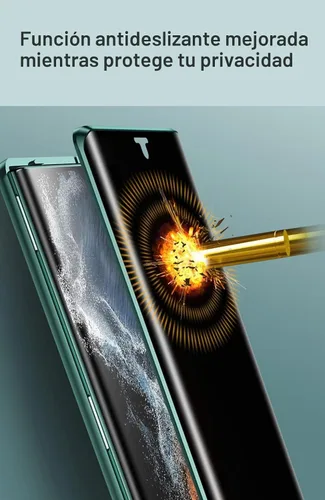 Vista 5 de Funda antiespía para Samsung Galaxy S22 5G Protector de lente de cámara de privacidad con vidrio templado 9H integrado magnético y cubierta de (S22)