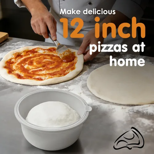 Vista 3 de 3 recipientes apilables de silicona para prueba de masa de pizza con tapas, caja a prueba de masa de pizza de 23.7 fl oz para la cocina del hogar