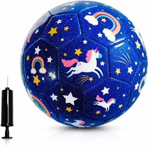 Vista 13 de U&C Planet Soccer Ball Size 2 Size 3 Size 4 for Toddler Kids with Pump Deflated, Cartoon Unicorn Dinosaur Classic Soccer Ball Gift Toy for Girls