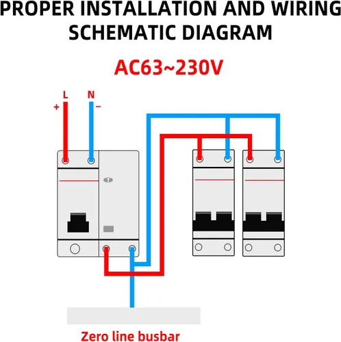 Vista 4 de Disyuntor miniatura de bajo voltaje DZ47-63 Montaje en carril DIN, interruptor de corriente residual, interruptor de corriente residual, protección