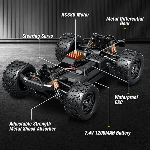 Vista 8 de X-TMAGA 1:18 Auto de control remoto todo terreno para adultos y niños (HS18305), 4WD Camión de control remoto todoterreno de alta velocidad de más