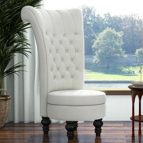 Vista 2 de MU Silla de respaldo alto de terciopelo holandés, muebles de sala de estar, asiento de acento real, sillas de trono, estilo simplemente elegante