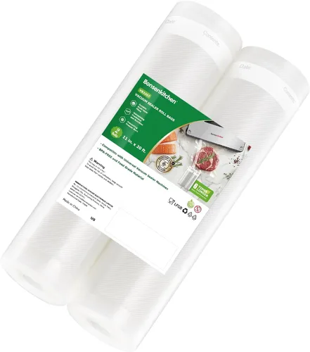 Vista 12 de Bonsenkitchen Bolsas Selladoras al Vacío, Rollos de 8" x 50' Paquete de 2 para Almacenamiento de Alimentos, Sin BPA, Resistente, Rollo de Alimentos