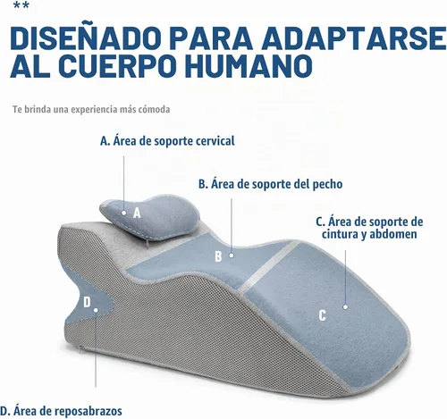 Vista 2 de Almohada de lectura de cuña de espuma viscoelástica para cama, almohada ergonómica para adultos con reposacabezas ajustable, almohada de cama