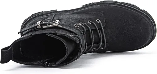 Vista 4 de GLOBALWIN Botas de combate para mujer, botas con cordones para mujer, botines para mujer, tacón bajo
