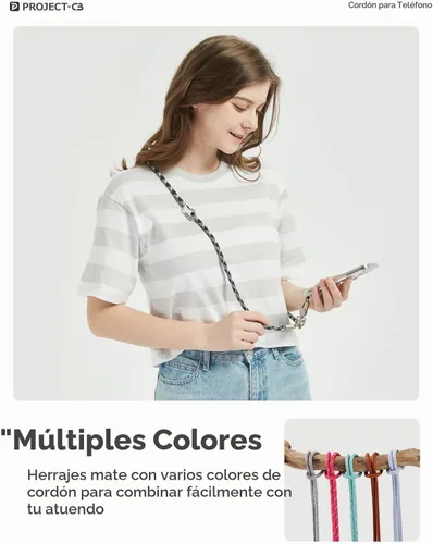 Vista 4 de 1 cordón para teléfono, 2 lengüetas para teléfono, cordones para teléfono celular alrededor del cuello, cordón de cuerda, correa universal ajustable