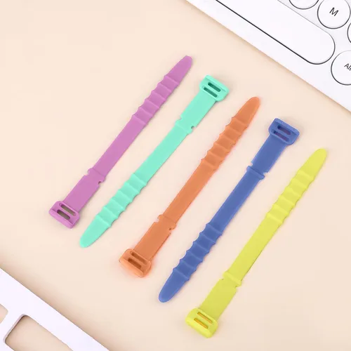 Vista 3 de 20 bridas de silicona para cables, correas organizadoras de cables, reutilizables, para gestión de cables elásticos para auriculares, cables