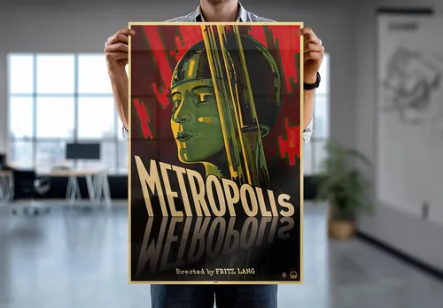 Vista 7 de Metropolis - Póster de película (estilo regular, cabeza de máquina) (tamaño: 24 x 36 pulgadas) (póster laminado y tiras)