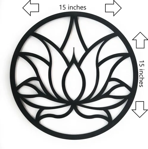 Vista 7 de dogalmasacom Arte de pared de metal de flor de loto, decoración de pared redonda de mandala de metal, arte de pared colgante para yoga, zen