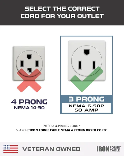 Vista 5 de Iron Forge Cable Soldador y cargador EV, 3 pies - NEMA 6-50, 50 amperios Cable 6/3, extremo abierto (sin enchufe), 50 amperios - para soldadores