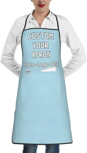 Vista 13 de Delantales personalizados para adultos, delantal personalizado con logotipo de foto, delantal impermeable con 2 bolsillos
