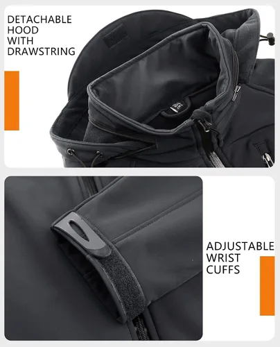 Vista 5 de TACVASEN Special Ops - Chaqueta táctica para hombre, resistente al agua, softshell y desmontable, con capucha