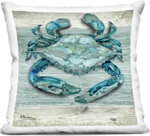 Vista 13 de Stupell Industries Paul Brent - Almohada de natación azul con diseño de tortuga marina y contorno de coral, 18 x 18 pulgadas