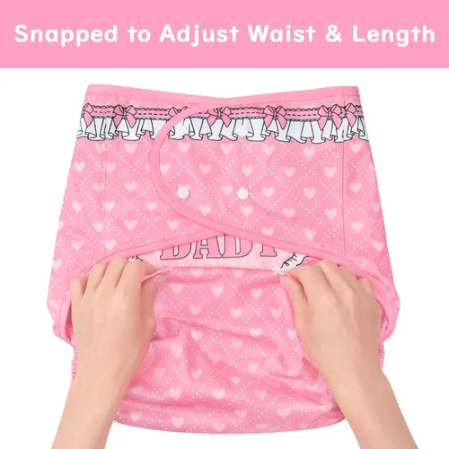 Vista 4 de Littleforbig Funda de pañal para adultos de tela impermeable reutilizable lavable ajustable - Blushing Baby S