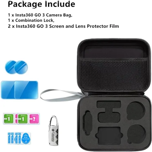Vista 3 de Funda de transporte compatible con cámara de acción Insta360 GO 3 [con 2 protectores de pantalla]