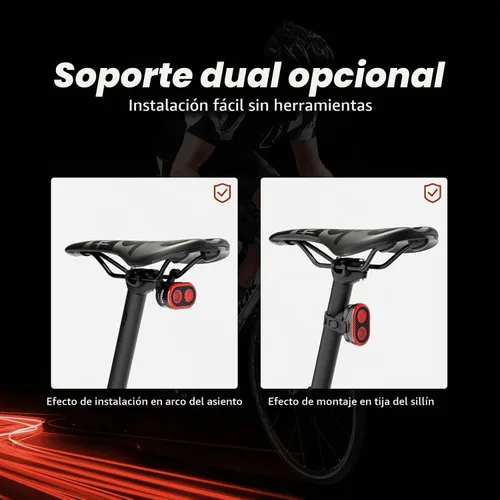 Vista 3 de Luz trasera para bicicleta, sensor de freno inteligente, parte trasera de bicicleta, luz principal + subluz de encendido/apagado automático, 4 x 5