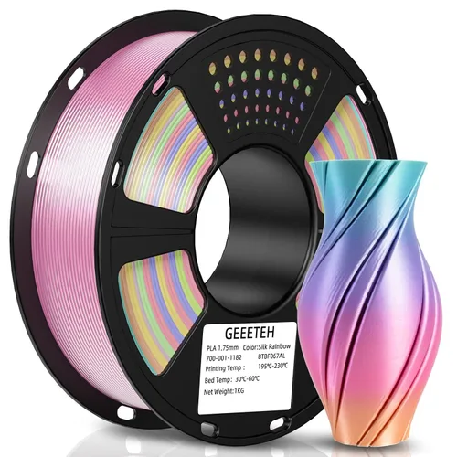 Vista 20 de GEEETECH Filamento PLA de color dorado sedoso de 0.069 libras, filamento de seda brillante para impresora 3D, carrete de 2.2 libras, precisión