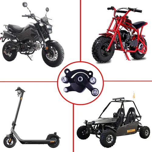 Vista 7 de Pinza de freno de disco delantero y almohadilla para MBX10 MBX11 80cc MM-B80 105cc MM-B105 CT100U CC100X Trail Mini Bike 47 49cc Mini ATV Gas Negro