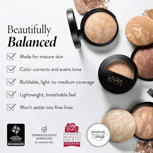 Vista 4 de Laura Geller New York Baked Balance-n-Brighten - Base con corrector y brocha Kabuki, porcelana