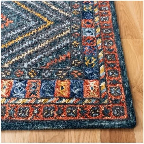 Vista 3 de SAFAVIEH Aspen Collection - Alfombra decorativa de 2 x 3 pies, color óxido y verde, lana bohemia hecha a mano, ideal para zonas de alto tráfico