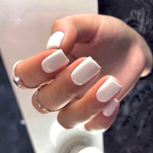 Vista 56 de Modelones Uñas postizas cuadradas cortas, color blanco y rosa, 32