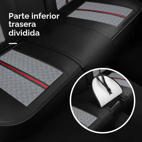 Vista 4 de Aoyade Fundas de asiento de automóvil de 5 asientos, cojín universal de lujo para el 97% de los modelos, juego completo con almohada, asiento de Gris