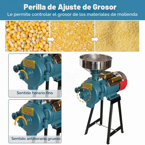 Vista 3 de NAIZEA Molino de grano eléctrico 3000W - Molinillo de cereales secos húmedos, molino de maíz, máquina de molino de grano comercial resistente