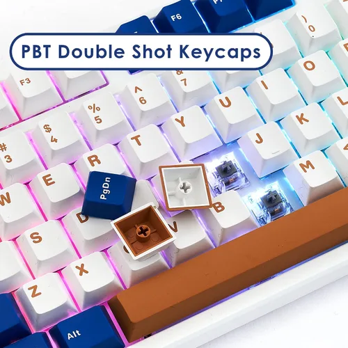 Vista 5 de KEYMECHER x Ganss HS75T 3 en 1 Bluetooth inalámbrico + 2.4G + cable tipo C, teclado mecánico retroiluminado RGB intercambiable en caliente