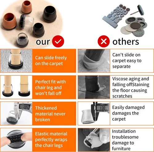 Vista 5 de Deslizadores de silla para suelos alfombrados, 16 piezas deslizantes redondos para muebles, protectores de patas de silla para alfombra, hacen que