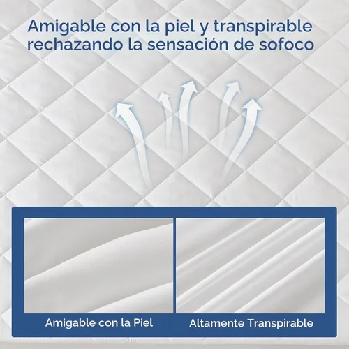 Vista 5 de EXRUBY Protector de colchón impermeable tamaño individual – Almohadilla acolchada de diamante de 3.53 oz/m² – Funda ajustable de bolsillo profundo