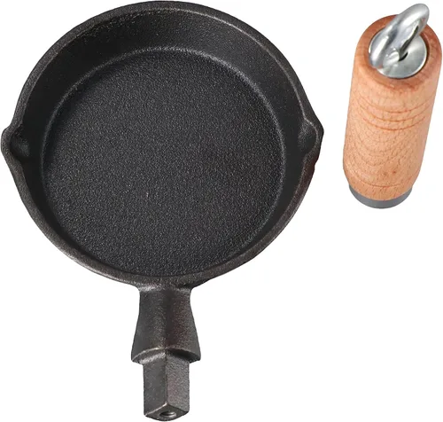Vista 5 de Leadigol Mini sartén, sartén de hierro fundido antiadherente para huevos, gas, camping, hogar, cocina, pequeña sartén para tortilla