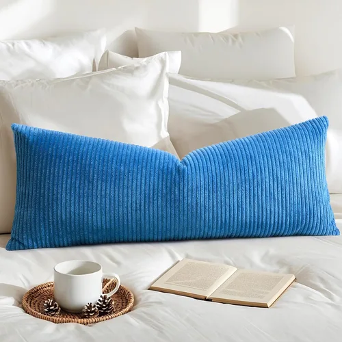 Vista 54 de Artscope Fundas de Almohada de Pana a Rayas Acogedoras Súper Suaves Decorativas Cuadradas Fundas de Almohada Fundas de Cojín para Sofá Sofá Amarillo