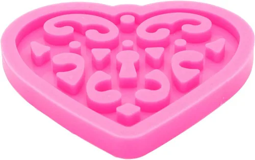 Vista 3 de Moldes de resina de corazón superbrillantes con patrón decorativo para hacer collares, joyería, molde de silicona, llavero de resina, llavero