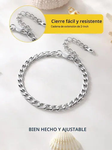 Vista 3 de ChainsPro - Pulsera de tobillo ajustable para mujer y hombre, estilos fígaro, trigo, bizantina, espiga, cubano, con cierre resistente, chapada